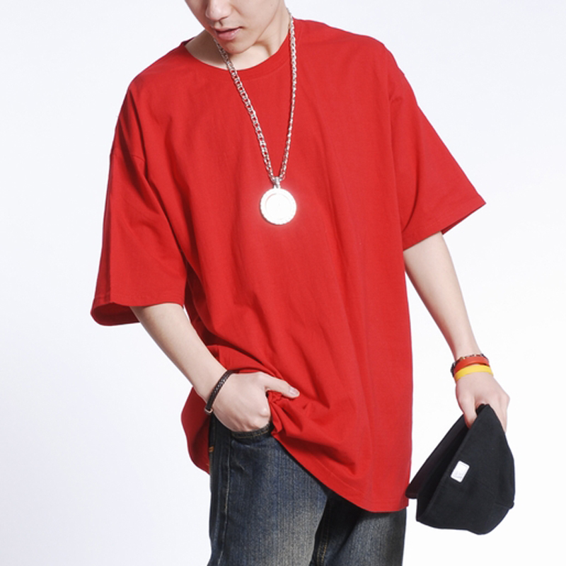Big Red T-Shirt for the Year of Birth, Large Size, Loose Fit, Hip-Hop Street Dance Short-Sleeved Hip-Hop Unisex Dance Pure Cotton Half-Sleeve T-Shirt