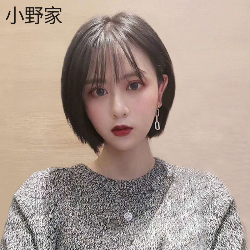 Little Wild Home Wigs Short Hair air Liuhai Round face Pop-wave head styling natural teenage girl's temperament all real hair sets