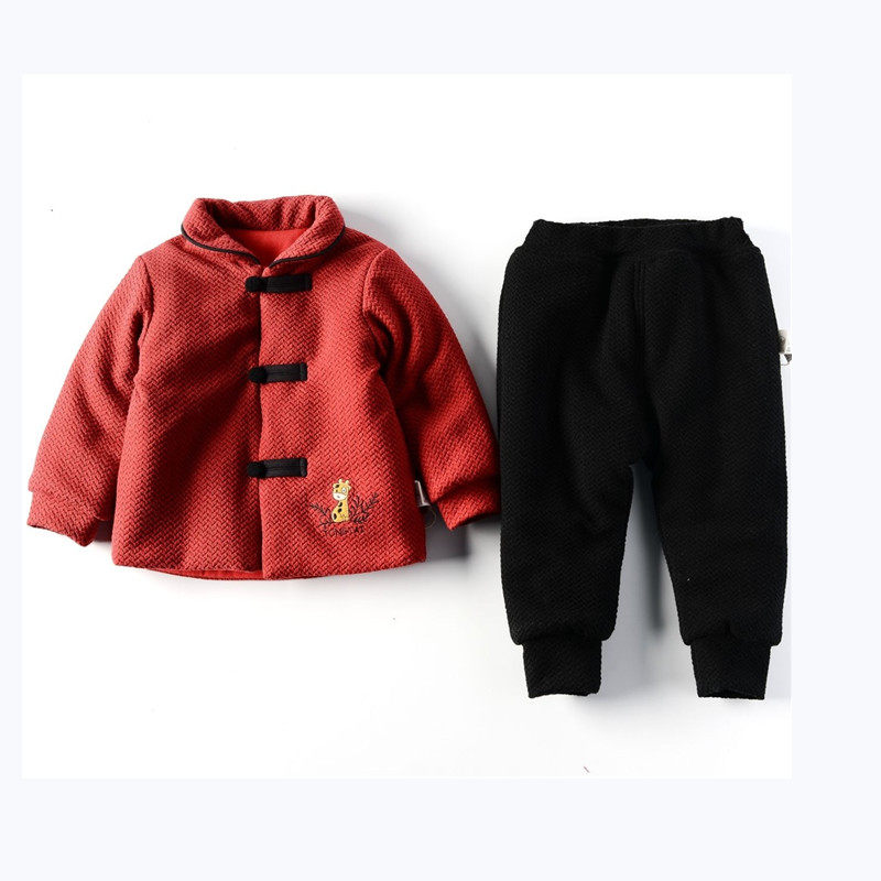 Tongtai baby stand-up collar cotton coat suit Chinese red men's and women's baby cotton clothes one-year-old Chinese New Year clothes red 6-24 months