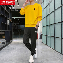 北极绒春秋款休闲套装男士卫衣打底衫圆领