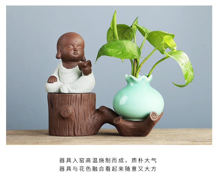 Sáng tạo nước xanh thủy canh chậu hoa tím cát bình nhỏ nhà phòng khách trang trí nhà sư nhỏ trang trí nước bảo tồn Zen mới - Vase / Bồn hoa & Kệ giỏ sắt treo chậu hoa ban công