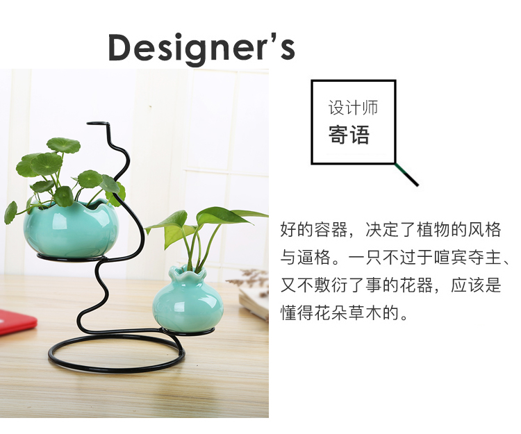 Sáng tạo sắt rèn phòng khách nhà thủy canh gốm trang trí bình nước trang trí màu xanh lá cây máy tính để bàn màu xanh lá cây nhỏ chậu hoa đơn giản - Vase / Bồn hoa & Kệ chậu nhựa trồng hoa
