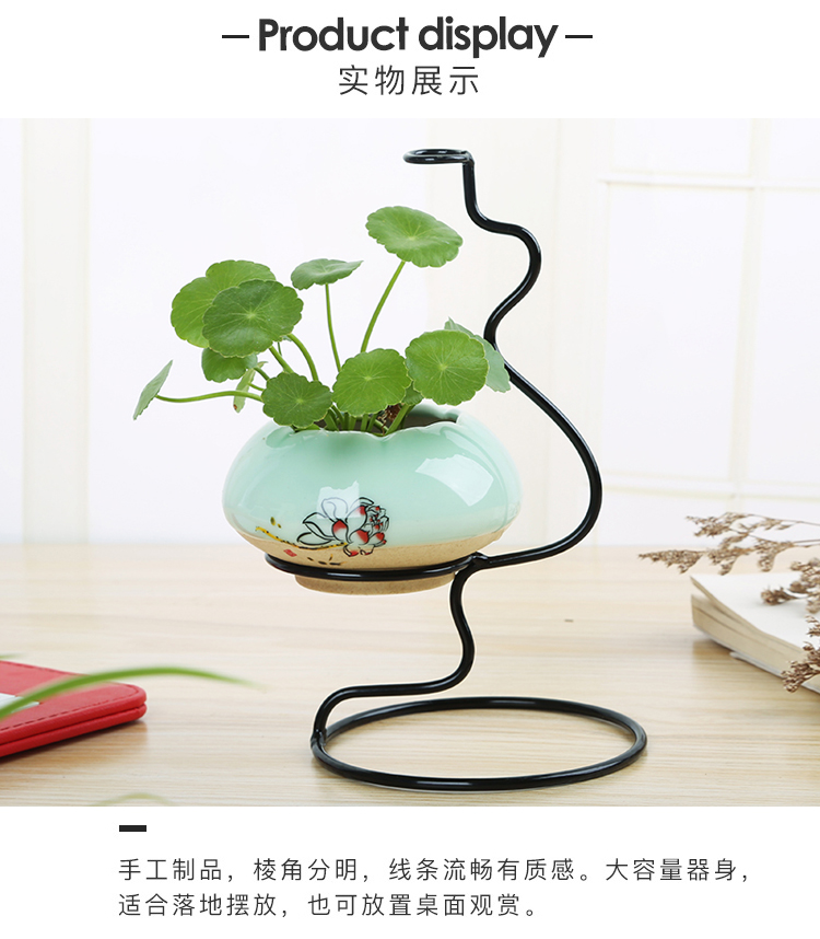 Sáng tạo sắt rèn phòng khách nhà thủy canh gốm trang trí bình nước trang trí màu xanh lá cây máy tính để bàn màu xanh lá cây nhỏ chậu hoa đơn giản - Vase / Bồn hoa & Kệ chậu nhựa trồng hoa