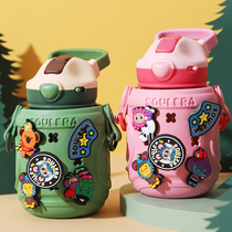 (double cup body) SOUL ERA small bear duckbill cup large capacity Children stainless steel insulated cup with straw kettle