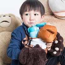 Hong Kong trendy brand GOC IN C KIDS Children Bear Thermos Bottle Portable Straw Stainless Steel Thermos Cup