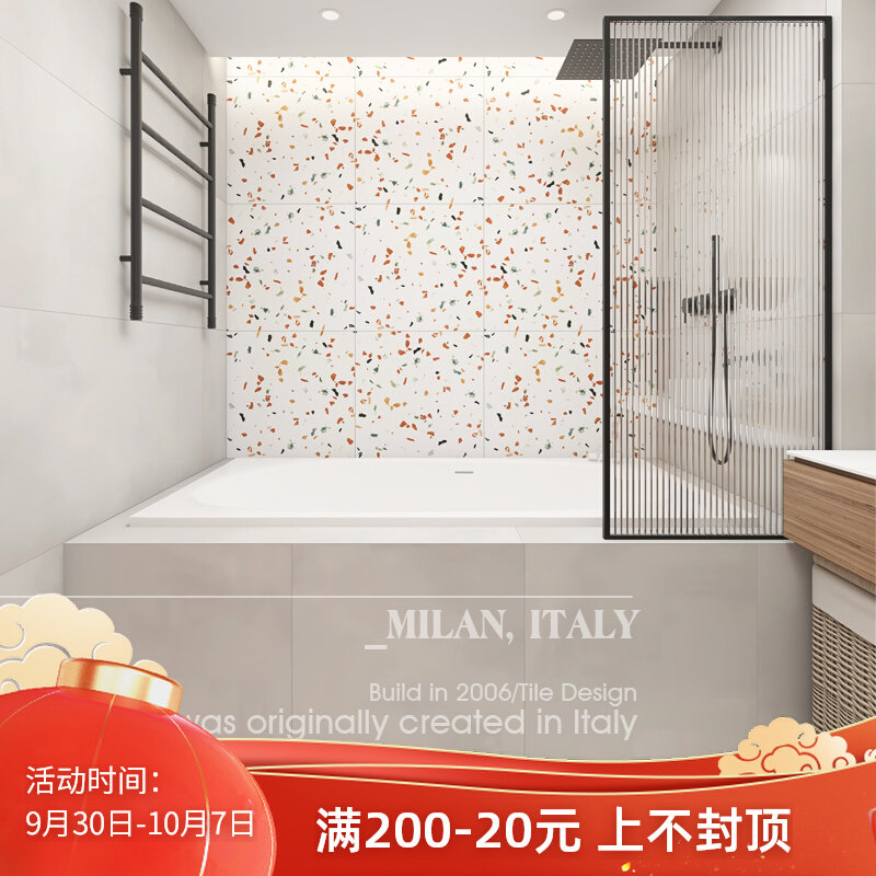 Modern minimalist color terrazzo floor tiles large particles 60x60 modern powder room non-slip tiles kitchen wall tiles