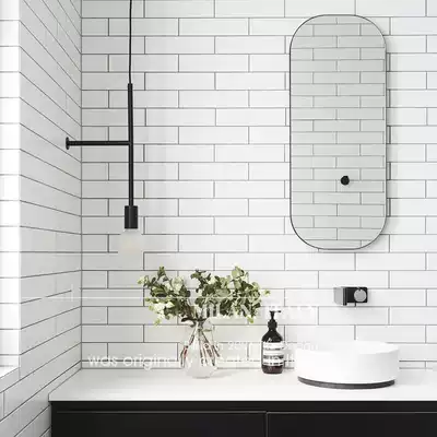 Nordic white brick Kitchen tile wall brick Powder room brick Bathroom white bread brick 100x300