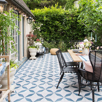 ins retro literary small flower tiles 300 outdoor tile open air balcony small courtyard courtyard floor tiles non-slip antifreeze