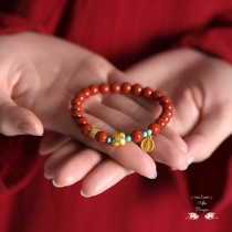 Good tomato persimmon is naturally full of naut red manau 18k bag Jin auspicious hand chain appears