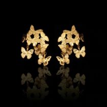 The butterfly dance spring with fairy - gas girl 925 silver butterfly ear nail with Hanclothing accessories gold plated