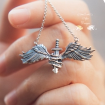 The angels edged sword can pull out 925 silver pendant necklace magic wind and original design boyfriend girlfriends gift