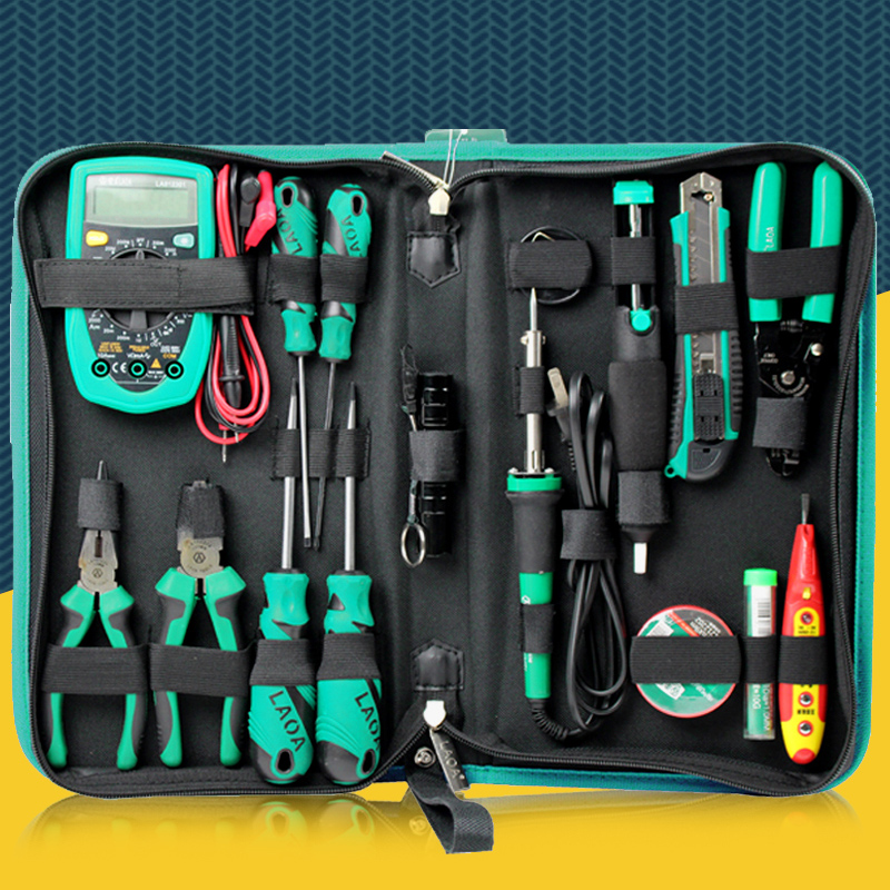 The old A Wanuses electric meter suit 16 pieces of telecommunication group set electrician Professional pliers electrical equipment maintenance tool electric iron