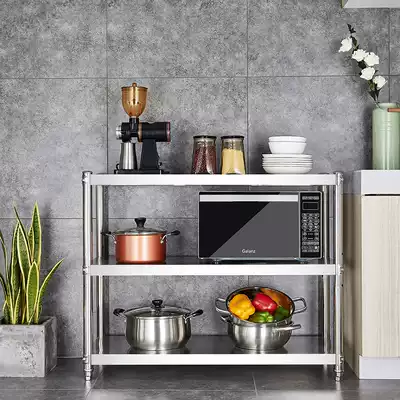 2-layer shelf Floor-to-ceiling multi-layer stainless steel shelf Kitchen supplies household Daquan 3 storage microwave oven pot shelf