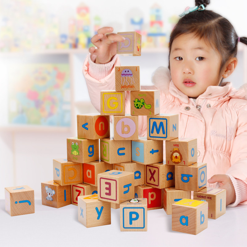 Wooden ABC Combo Baby 1-3-6 Year Old Letter Cognition Children Early Lessons Wisdom Large Grain Building Block Toys