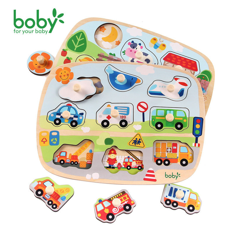 boby infant wooden hand grab puzzle baby cognitive puzzle early education benefit intellectual building block toy 1-2-3 years old