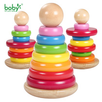Large rainbow set tower stacking circle stacking music childrens puzzle early education 0-1-2-3-year-old infant toy building blocks