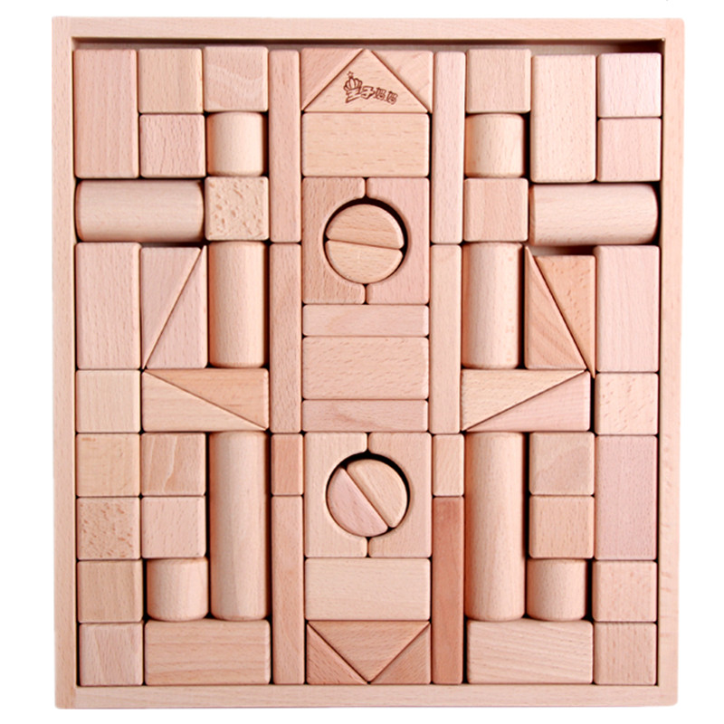 Wooden bites original solid wood eco-friendly large wood assembled building blocks toys 1-2-3-6 years old children's gifts