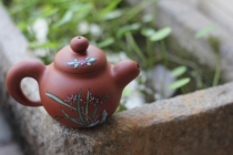 Zhang Tingjinshou pot early 2008 old pot Red clear water old mud dot color orchid purple clay pot sketch sketch Yixing