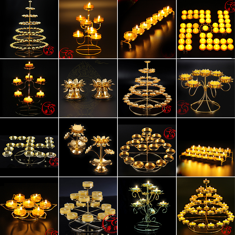 Crystal lotus colorful ghee lamp holder lotus candlestick lotus lamp holder 108 lamp holders 49 lamp holders 7 alloy lamp holders