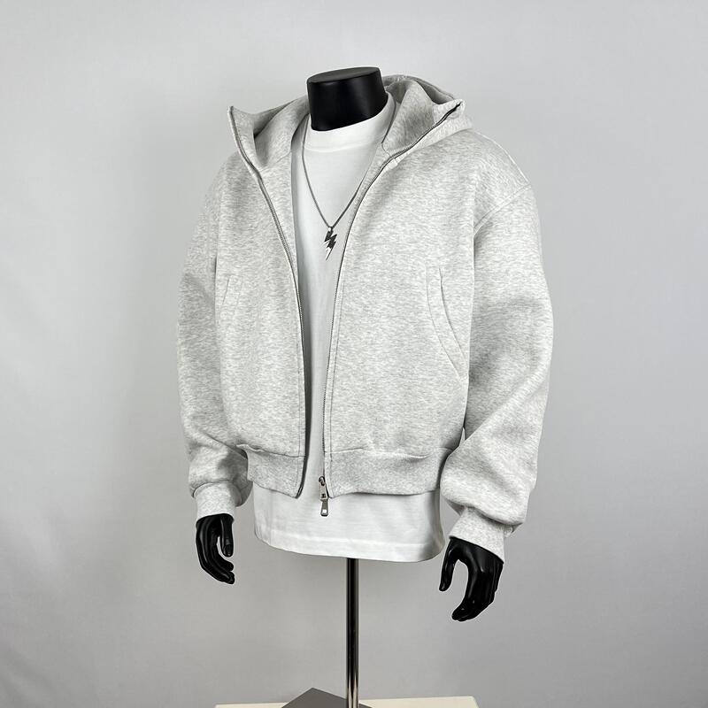 Fanvanka Trendy Brand 550g Heavyweight Hooded Sweatshirt with Three-Dimensional Tailoring, Two-Way Zipper, Solid Color Short Loose Top Jacket Fanvanka Trendy Brand 550g Heavyweight Hooded Sweatshirt with Three-Dimensional Tailoring, Two-Way Zipper, Solid Color Short Loose Top Jacket