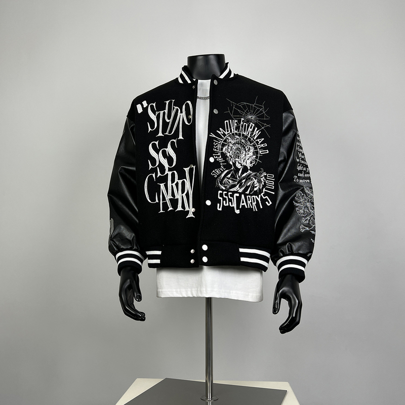 Fanvanka Trendy Brand Spring and Autumn American-Style Multi-Needle Embroidery Baseball Collar Jacket for Men and Women, Cleanfit Texture Coat, Trendy Fanvanka Trendy Brand Spring and Autumn American-Style Multi-Needle Embroidery Baseball Collar Jacket for Men and Women, Cleanfit Texture Coat, Trendy
