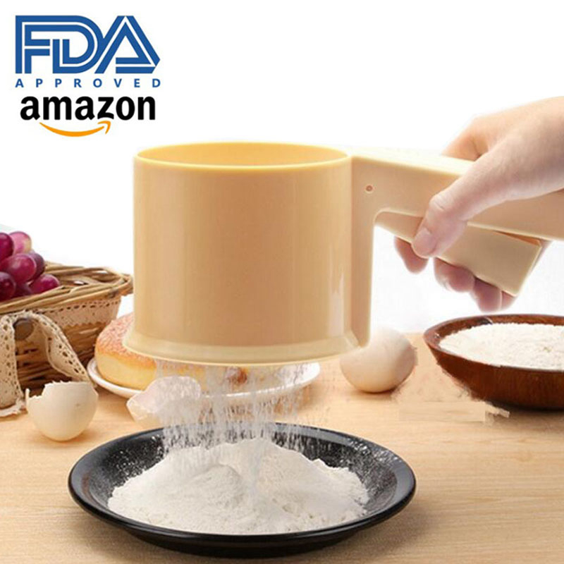 Handheld Griddle Flour Screen Semi-automatic Plastic Sugar Powder Griddle Home Face Griddle Ultra 20 mesh with bottom lid