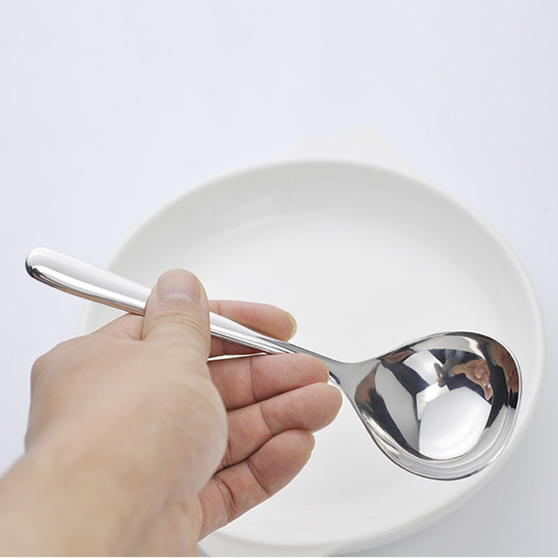 Quality foreign trade order 18 10 food grade stainless steel small soup spoon 304 stainless steel divided meal spoon thickened porridge spoon