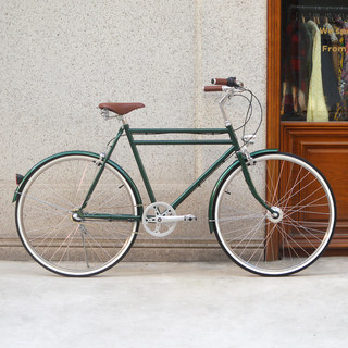 DayDayBike墨绿色28双杠车架内三速复古城市通勤自行车带摩电灯