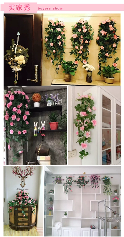 Mô phỏng hoa hồng mây giả hoa treo giỏ trang trí hoa cây nho nhựa hoa mây trong nhà phòng khách treo tường - Hoa nhân tạo / Cây / Trái cây