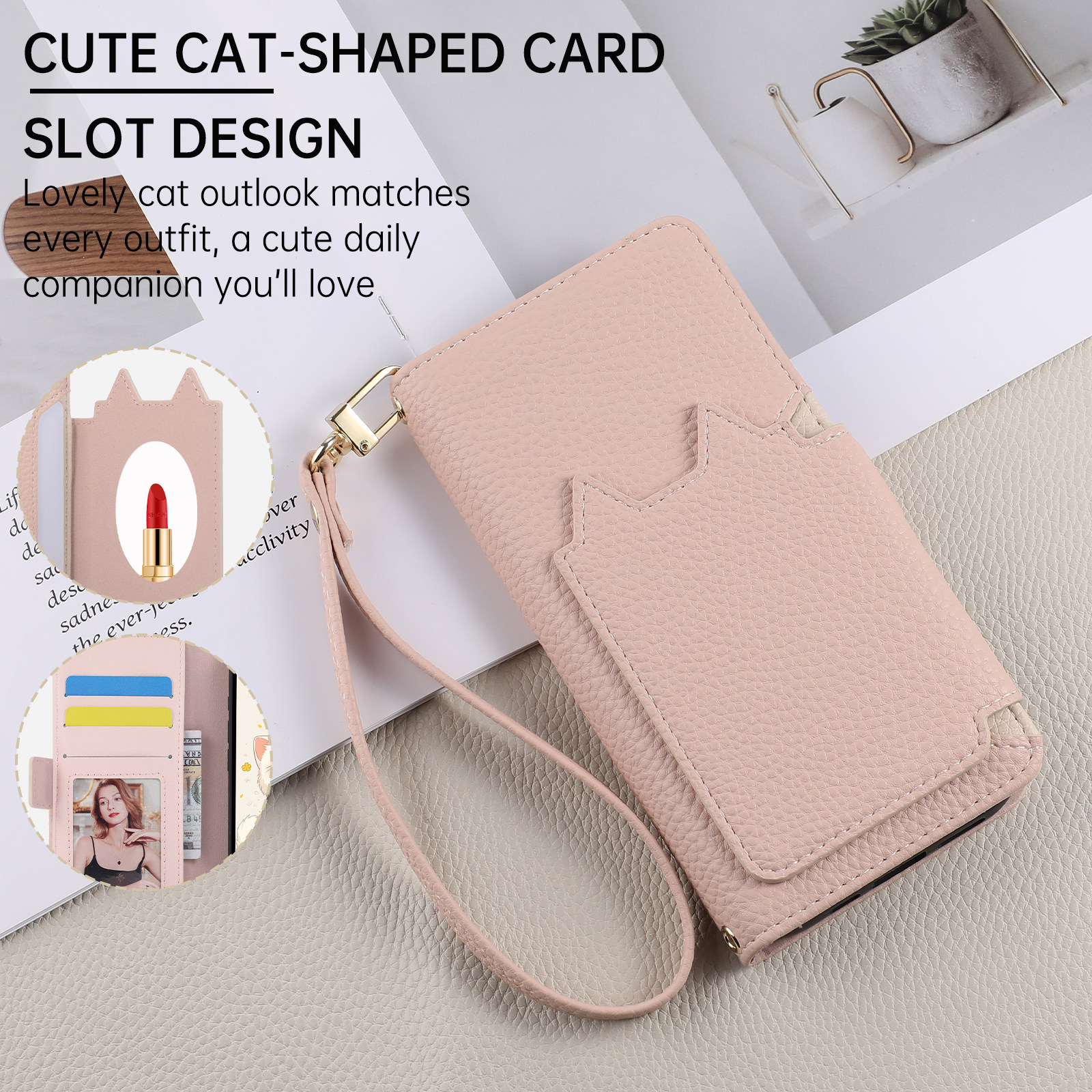 Style 5 — Cat Head Leather Flip Phone Case