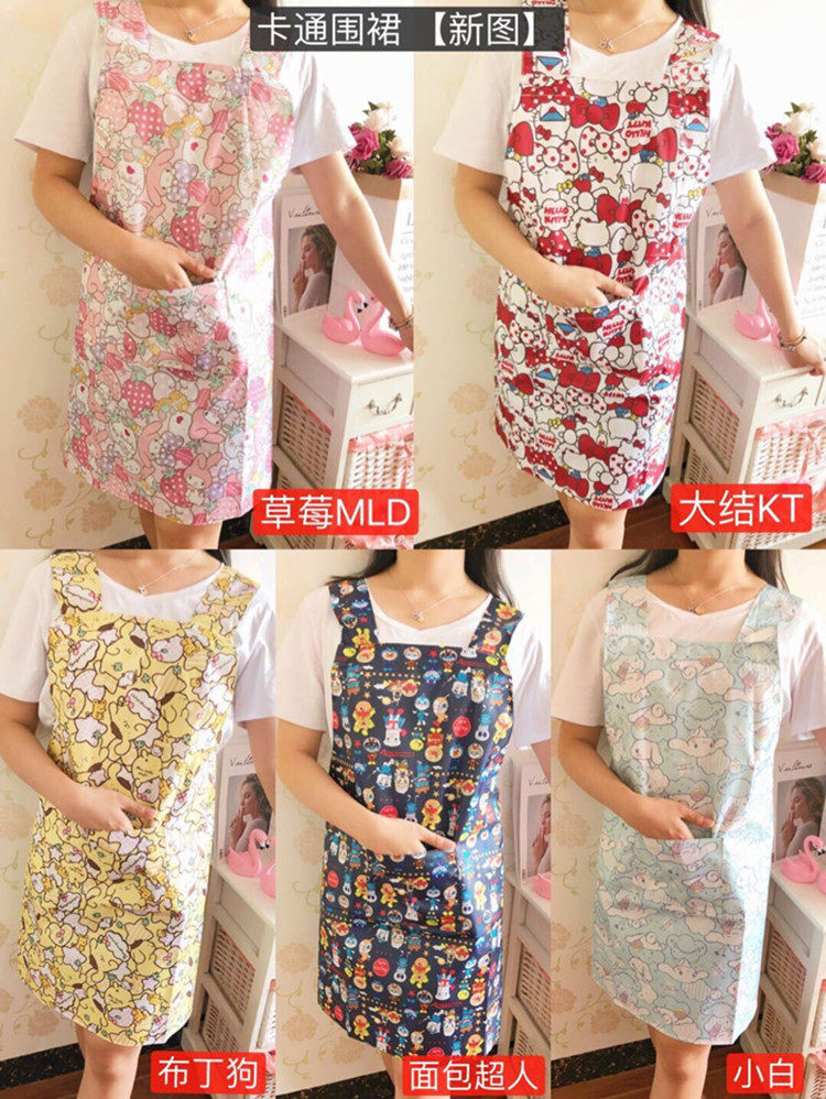 Kitchen adult cooking apron Melletti Oxford waterproof oil and stain cartoon fashion men and women cute vest skirt