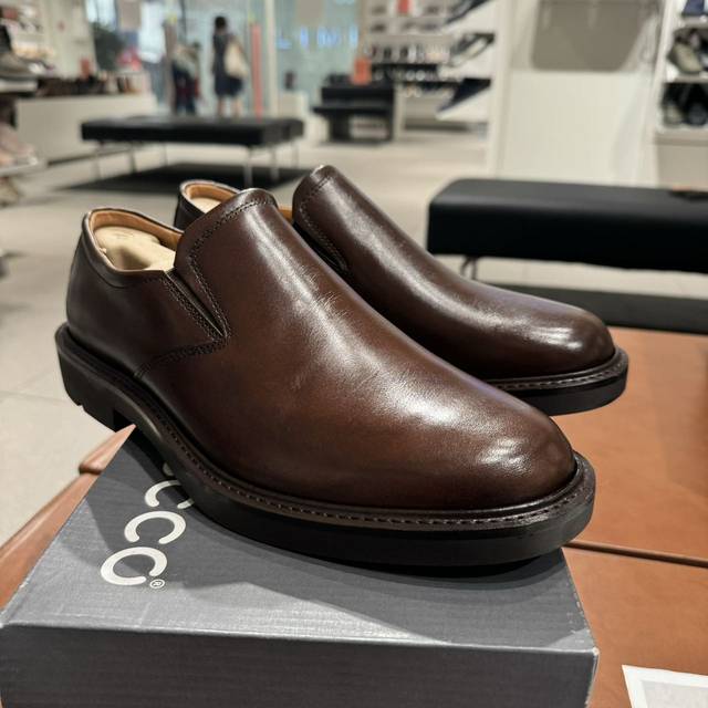 ECCO Aiku Men's Shoes Piece Positive Costume Coward Leather Shoes