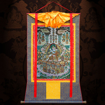 Nyingmabha Dzogchen Refuge Thangka embroidery Tibetan-style Lotus Master hanging painting Hand-painted Buddha Hall worship decoration living Room