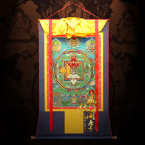 Tibetan Pavilion Dense Diamond altar city Thangka Nepali embroidery Painting Buddhist Tantric brocade National Tang Silk Tibetan style