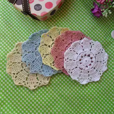 Handmade new crochet European style simple DIY plate mat pastoral retro hollow woven hook piece round multi-color