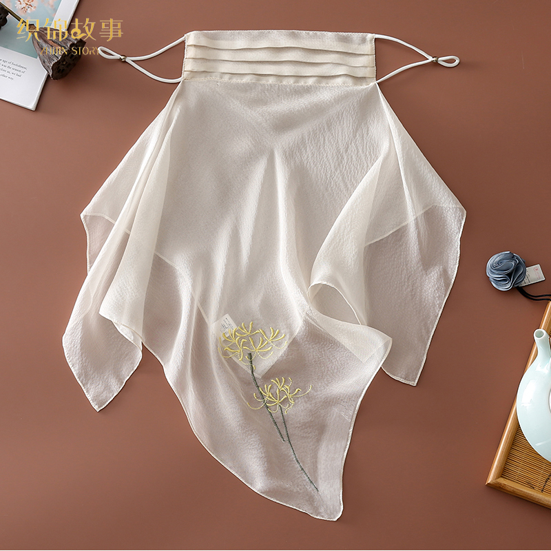 シルクベール 夏用 薄手 日焼け止めマスク 女性用 古風 シルクスカーフ 日よけ 運転マスク カバー ネック ネックスカーフ