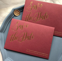 Simple high-end bronzing Save the date wedding thickened wine red pink invitation envelope
