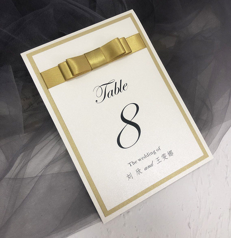 Personalized Custom Wedding Seat Card Gold Ribbon Diamond Buckle Decoration Table Card Wedding Supplies Table Card