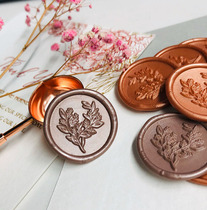 Champagne gold plant fire paint Wax label Bronze paint sticker fire paint Wax label Wax envelope seal