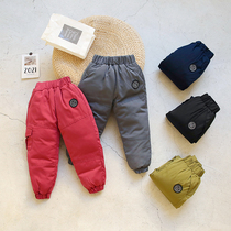 2021 childrens down pants girls outerwear boys thickened white duck down pants winter babys warm overalls foreign style