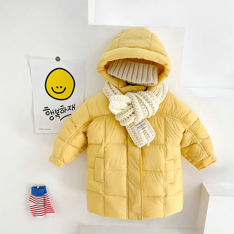 2022 new children's down jacket mid-length thickened boy's hooded jacket girl's winter warm western style winter clothing