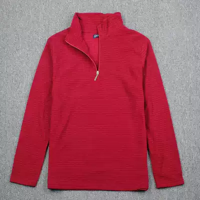 Season-changing men's foreign trade light plate stripes sports long-sleeved half-zipper stand-up collar Fleece T-shirt warm quick-drying bottoming