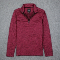 Spring and autumn mens foreign trade thickened quick-drying running vertical collar half chain velvet sports long-sleeved T-shirt fat plus size