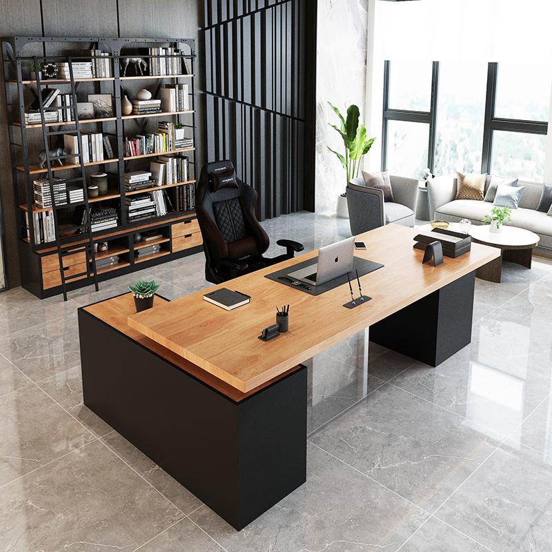 LOFT Solid Wood Boss Table Minimis Modern Office Furniture General Manager Desk Office Industrial Wind President Table