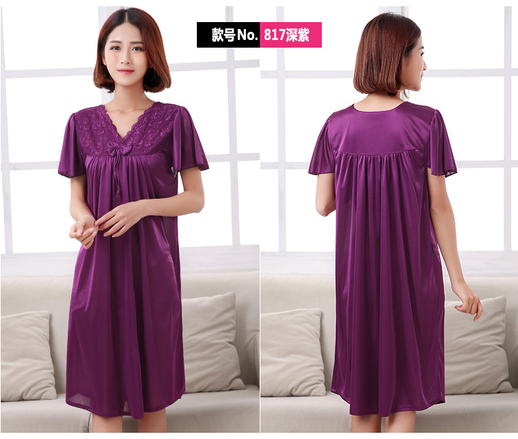 Mùa hè mới quý cô mặc váy ngủ bằng vải lụa MM cộng với phân bón XL Bộ đồ ngủ tại nhà bộ 5XL mặc 220 kg váy ấm áp cho mùa đông