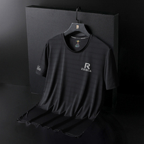 Couple short sleeve male summer ice silk T-shirt female ultra-thin quick-drying breathable silky plus size tide fat half sleeve