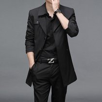 Spring and autumn mens windbreaker medium long Korean handsome business leisure plus fat plus size fat jacket jacket