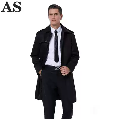 Trench coat men's long version of coat 2021 Spring and Autumn New Korean trend Ruffian handsome Korean fat fat fat big size