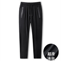 Dangling ice pants mens loose ultra-thin elastic quick-drying air conditioning mesh breathable beam feet plus fat slacks