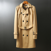 Autumn and winter design sense high-end windbreaker mens English style long lapel double-breasted casual thickened large-size jacket